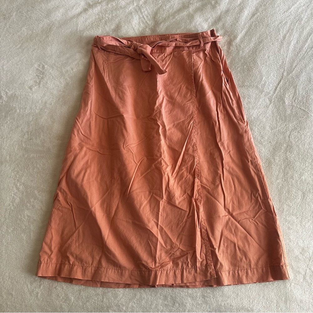 Madewell Rust Midi Skirt Linen Blend